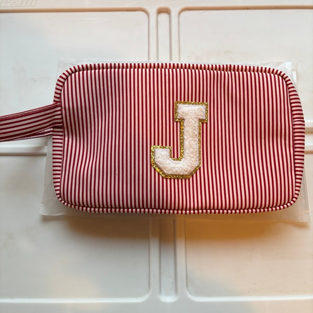 Valentines‎ Personalized Makeup Pink Cosmetic Bag Letter J NEW